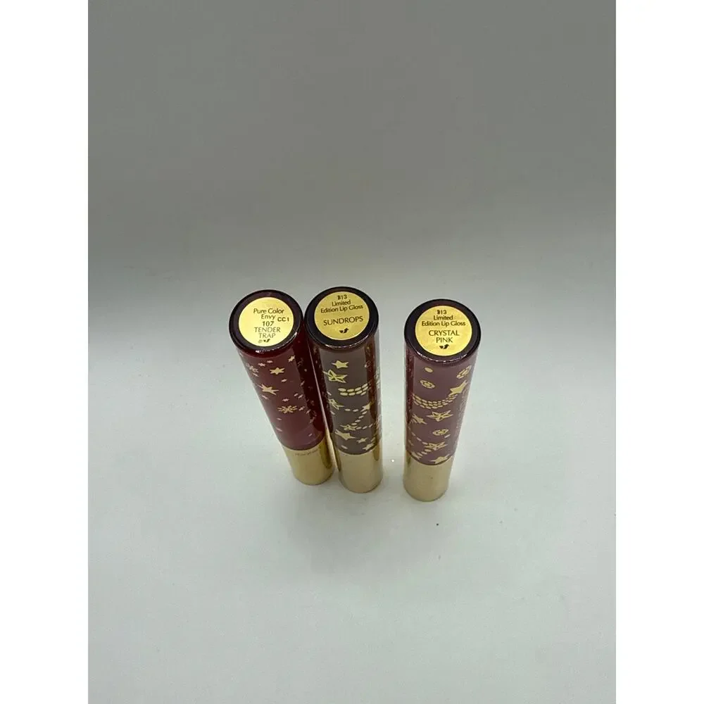 ESTEE LAUDER LIP GLOSS SET of 3 FULL SIZE Tender Trap Sundrops Crystal Pink